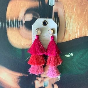 Anthropologie Pink Tiered Tassel Earrings